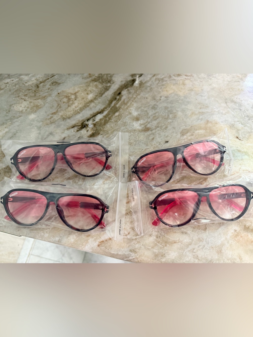 Black/pink Dunkin Frame Sunglasses with Pink Lenses